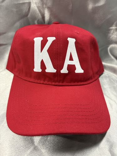 Kappa ALpha Order Red Cotton Dad Hat w/2" White Flock Letters, Vintage, NOS - 第 1/2 張圖片