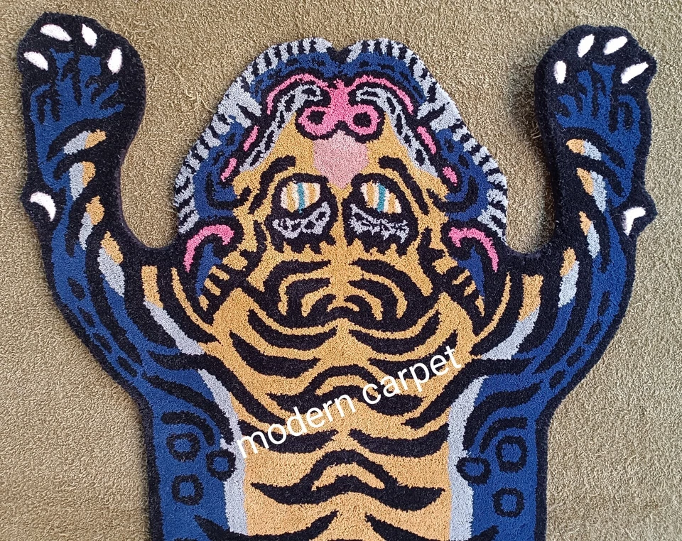 Tibetischer Tiger Teppiche 3 x 5 Fuß Handarbeit 100 % Wolle handgetuftet für ... - Bild 4 von 4