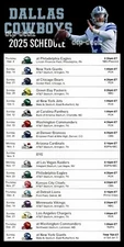 DALLAS COWBOYS 2025 NFL Football Schedule Glossy Laminated Fridge Magnet 4" x 8"