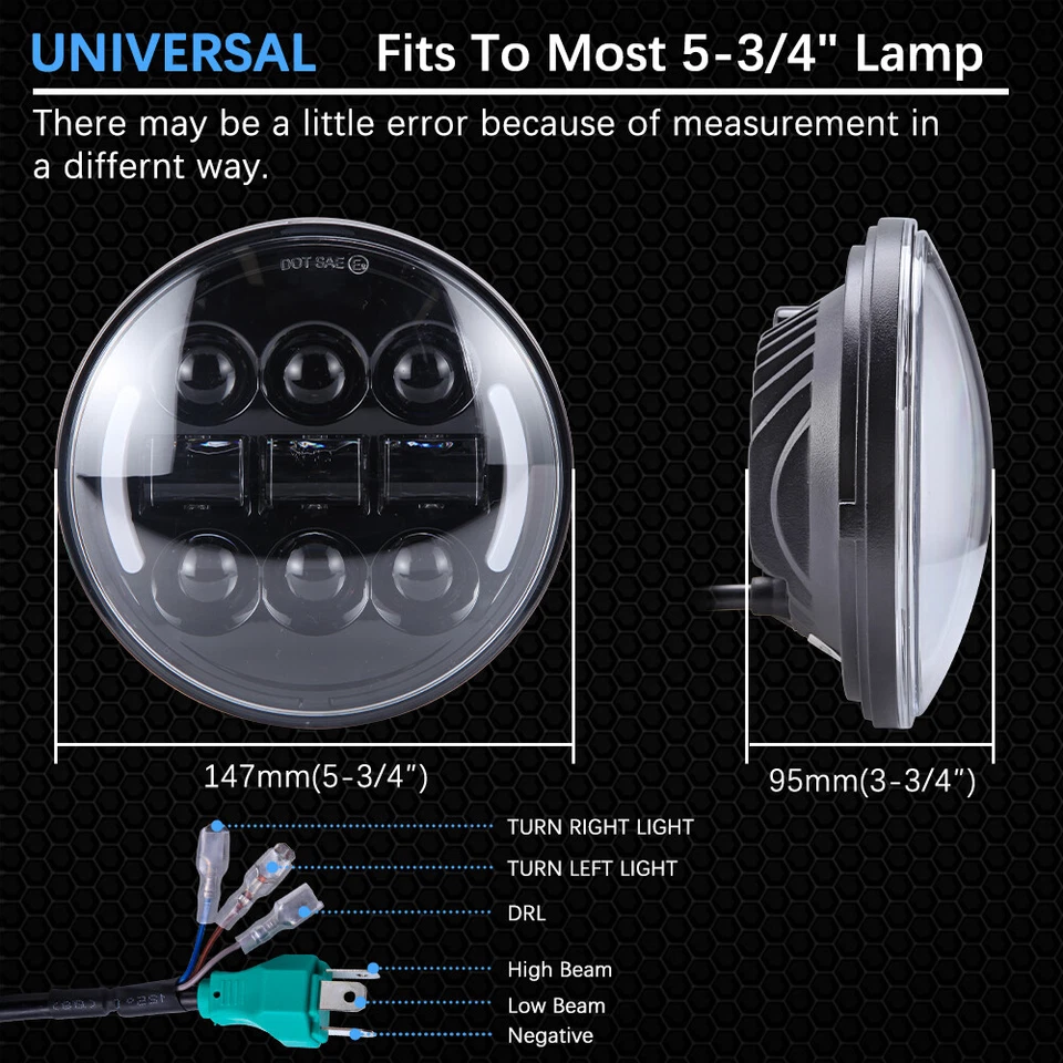 Светодиодная фара 5-3/4 дюйма с указателем поворота для Harley Davidson Sportster XL 1200 883 - Изображение 2 из 4