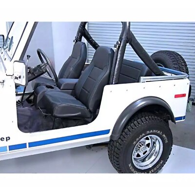 Rugged Ridge Front Black Denim High Back Non-Reclinable Seat for CJ7 Wrangler TJ