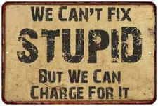 Can't Fix Stupd Vintage Look Chic  Metal Sign 108120020006