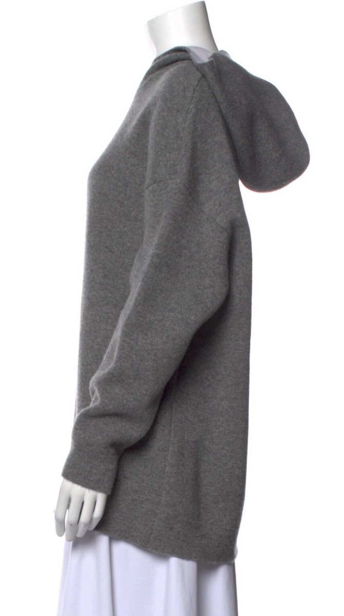 DIOR J'ADIOR 8' HOODED SWEATER Gray Cashmere with Rear DIOR J'ADIOR 8' HOODED SWEATER Gray Cashmere with Rear