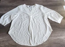 SHEIN Curve Off White Tunic Blouse With Sleeve Cuffs Women's 2XL NWOT Fits True