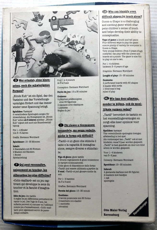 Tactil (No Peeking!) 1986 Ravensburger Unique Kids Game - 57/60 Pieces Included - Image 2 of 4