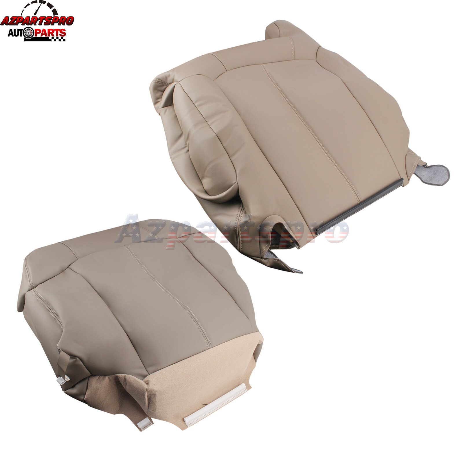 Tan Leather Seat Cover Set for 1999-2001 GMC Sierra Driver Top & Bottom