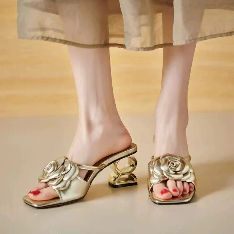 PANTOFOLA D’ORO Ciabatte donna moda estive tacco alto sandali punta quadrata tacco spesso decolte ^