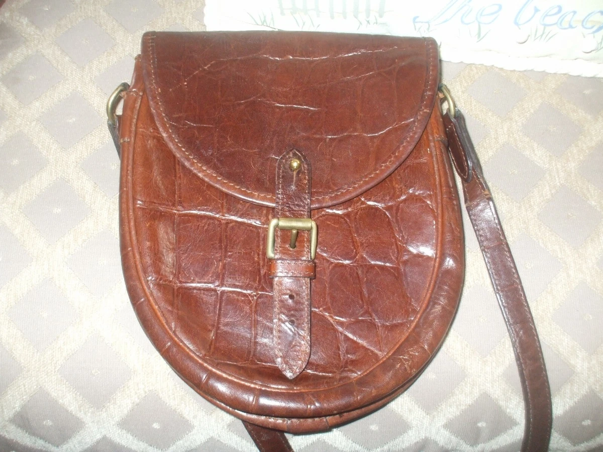 Mulberry brown congo croc embossed leather crossbody shoulder bag