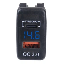 12-24V QC3.0 Dual USB Car Charger Power Socket PD Charging Adapter for Toyota i