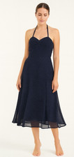 Reformation Dress Size 0 Oak Vintage Navy Blue Polka Dot Halter New w Tags  #21