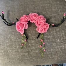 Women Deer Antlers Headband Reindeer Flower Tree Branch Rose Halloween Party