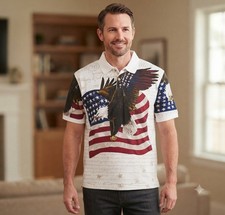 American Flag Bald Eagle Vintage Size L 90s T-Shirt Made In USA A6-051