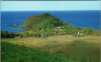 Vintage 1950s Maui Hawaii Postcard View of Hana from Hillside by Hakubundo Japan