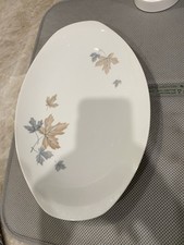 Servizio piatti vintage Noritake in legno di acero blu foglie marroni autunno 14"