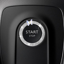 Car Butterfly Bling Ring Emblem, Crystal Rhinestone Auto Key Ignition Knob Ring,