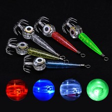 5x Luminous Squid Hook, Sea Octopus 12Hooks, LED Flash Underwater Fishing Light