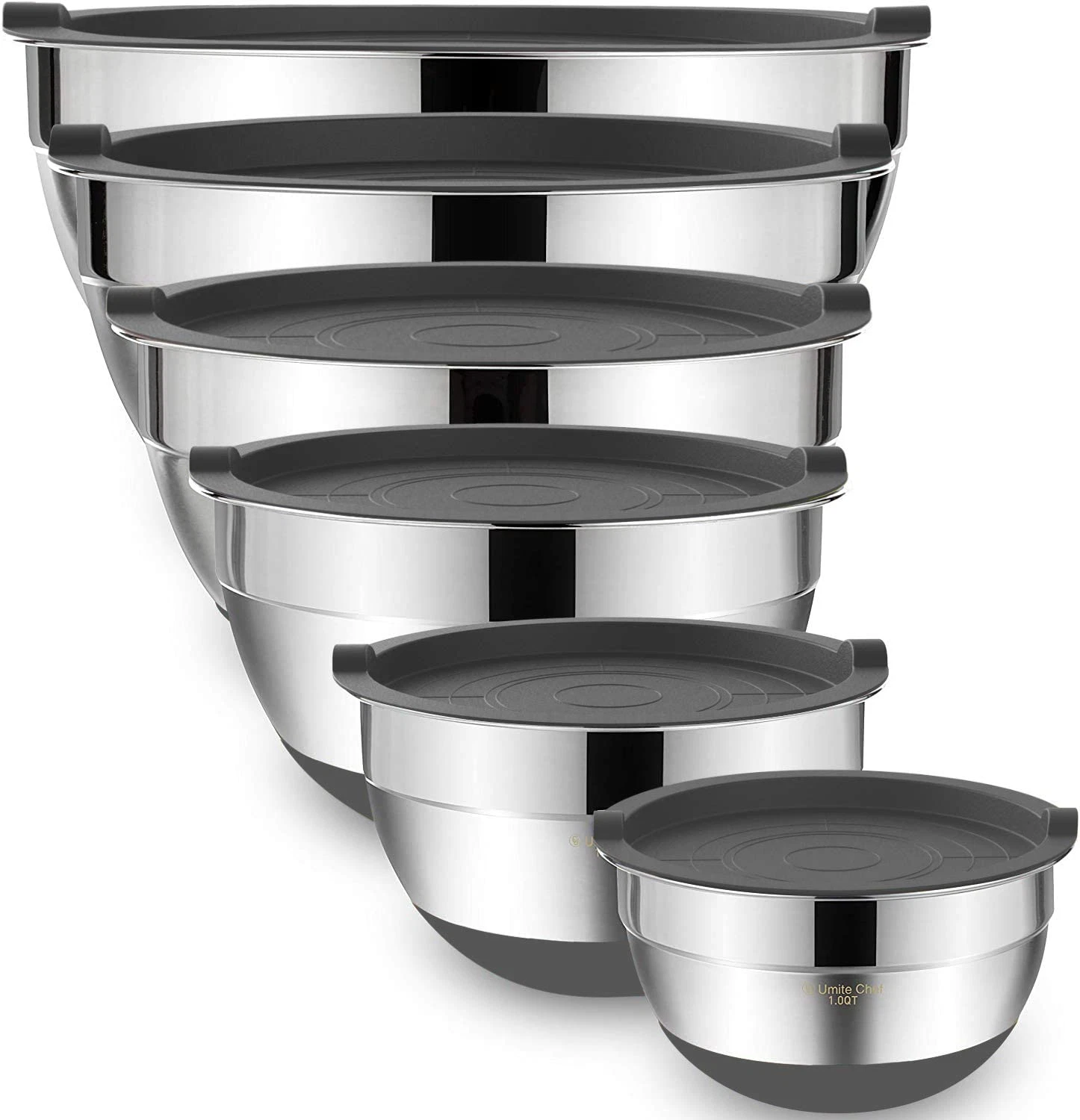 Mixing Bowls with Airtight Lids, 6PC Stainless Steel Metal Nesting Storage Bowls
