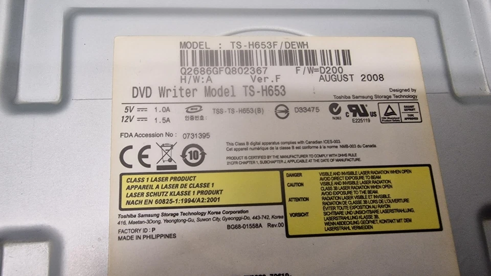 Toshiba Samsung TS-H653F / Dewh Black CD/Dvd-Rw Internal Desktop #SU-459 - Image 3 of 3