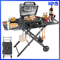 Grillwagen Zusammenklappbar Mit Arbeitsplatte 2 Ablagen 6 Haken FüR Outdoor
