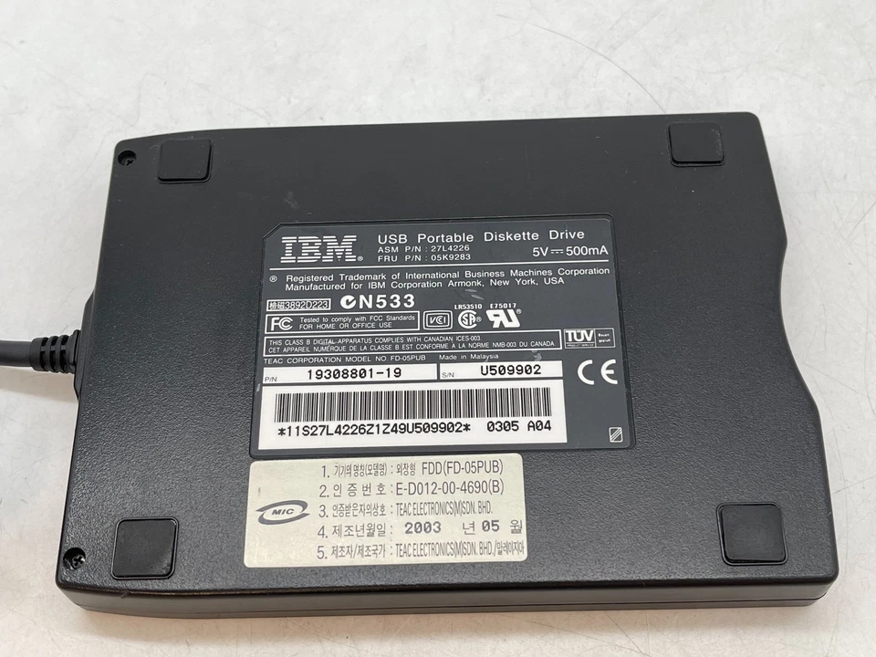 IBM 3.5" Floppy Disk Drive Portable USB External Model FD-05PUB FREE S/H - Image 3 of 3