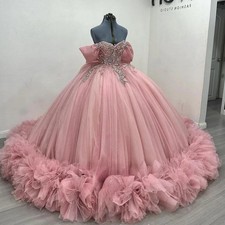 Fairytale Bowknot Ball Gowns Quinceanera Dresse for Girls Court Train Appliques