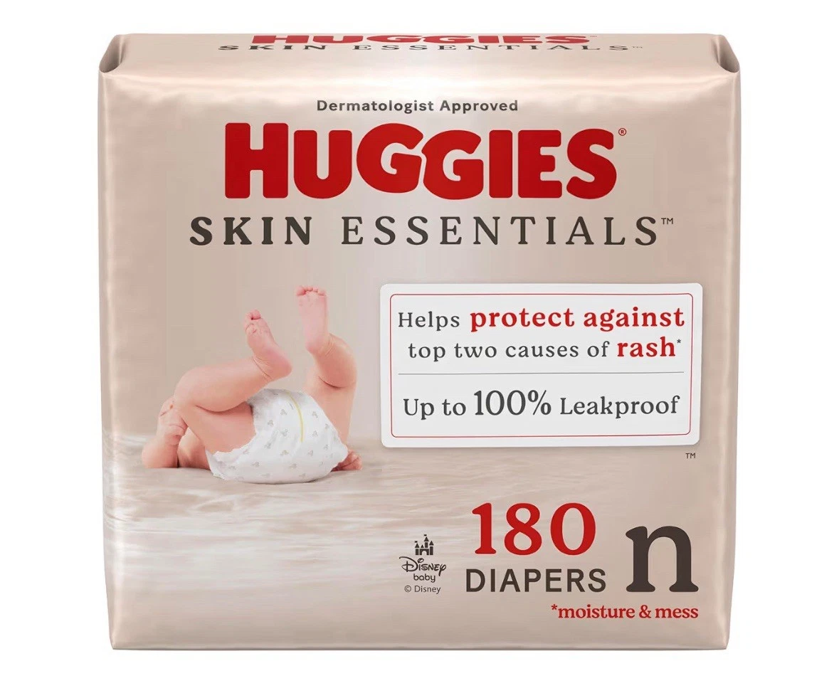 Newborn Diapers Huggies Skin Essentials Super Soft Up To 10lbs 180 Pack!