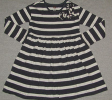 TEA COLLECTION Fit & Flare Dress Striped Applique Flowers Girls 6