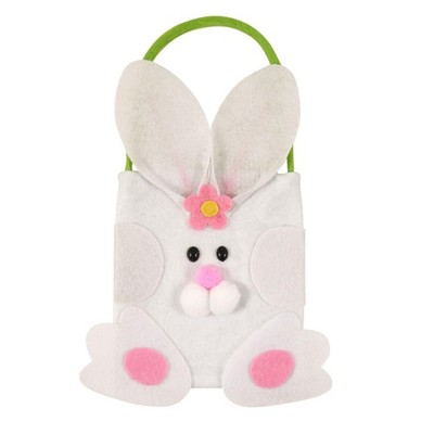 Easter Felt Bag White Bunny Design Egg Hunt Bucket