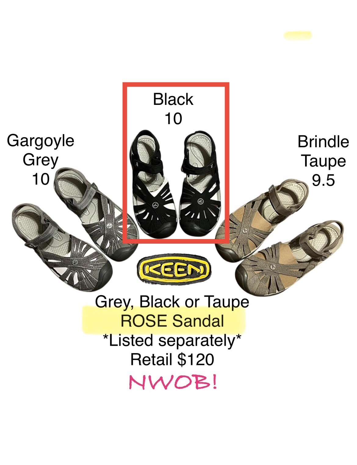 Sandali Keen Rose casual punta chiusa donna US 10 NERI nuovi senza scatola