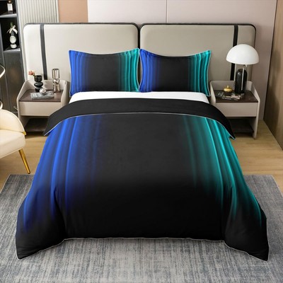Abstract Ombre Bedding 100% Cotton Duvet Cover Set Twin(No Comforter) Blue an...