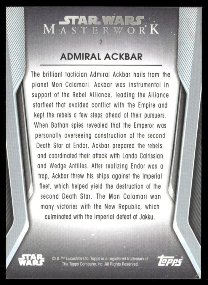 2021-22 Star Wars Masterwork Admiral Ackbar #2 *Dinged Corner* - Image 2 of 2
