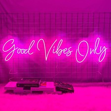 Good Vibes Only Neon Signs For Wall Decor -56.57 X 13.5 Pink Large Neon Sig...