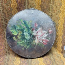 Antique Tambourine Hand Painted Roses