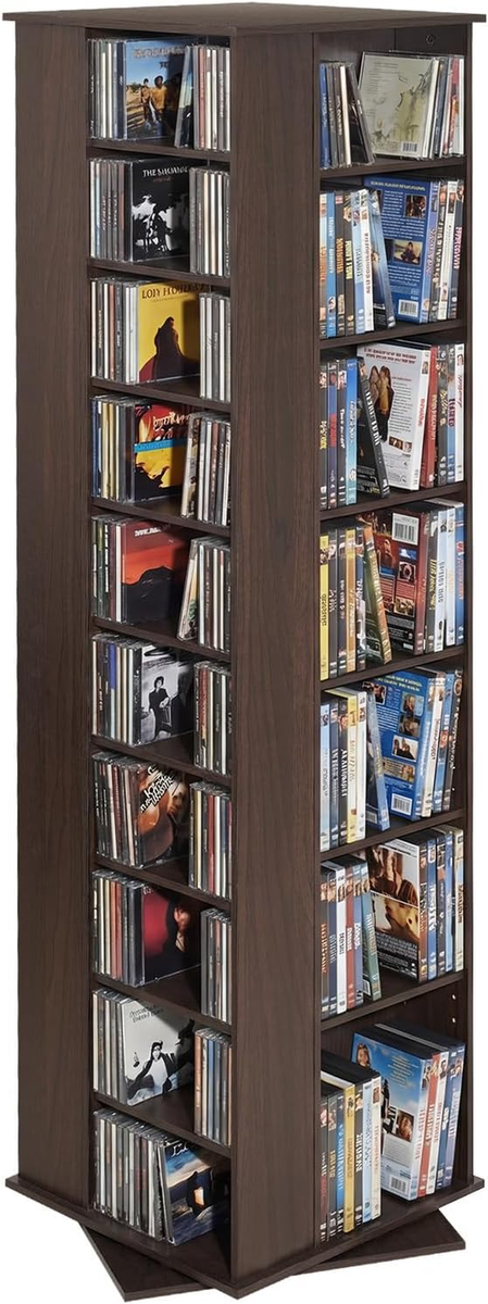 Media Storage Cabinet, CD Rack Tower, 34 Compartments Rotating