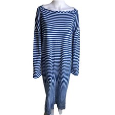 Free People Free Est Tivoli Maxi Dress XS Blue White Stripe Oversized Coastal