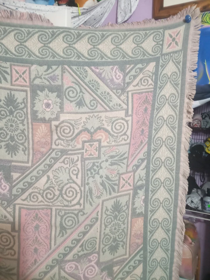 Manta reversible tapiz floral Goodwin Weavers vintage 48x66 EE. UU. Foto 4 de 4