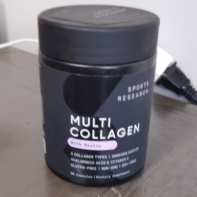 Sports Research Multi Collagen + Biotin Hair Skin Nail Support 90 ct Non-GMO