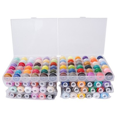72 Color Sewing Thread Prewound Bobbins Thread Set with Storage Box for Sewing
