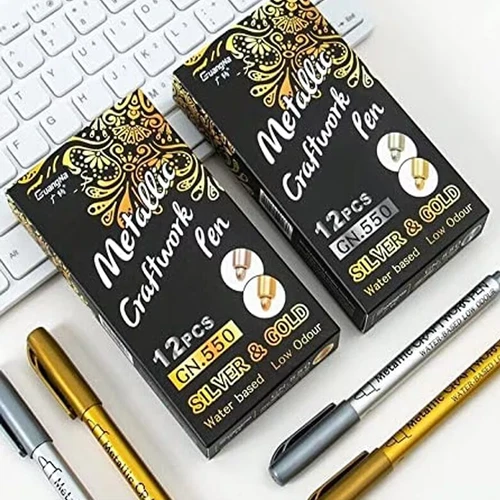 1x Gold Silver Metallic Marker Pens Waterproof Permanent Paint UK