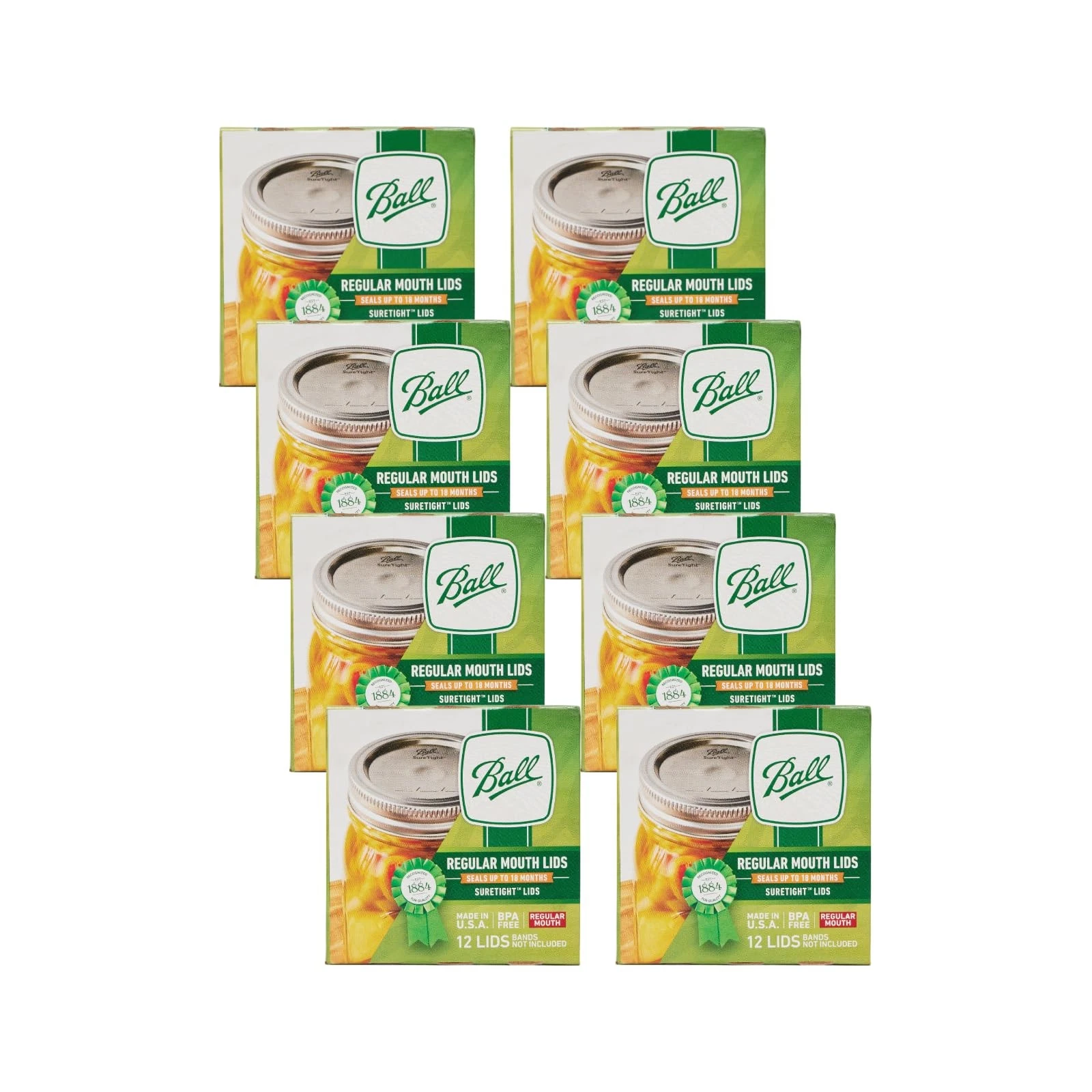 Ball Regular Mouth Lids for Glass Mason Jars, 12 Count (Pack of 8),