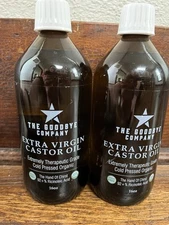 2x Goodbye Company Organic Castor Oil 100% Pure Extra Virgin Castor Oil 16 Oz