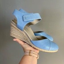 Vionic Loika Leather Espadrille Wedge Sandals 10 Coastal Resort Boho Comfort