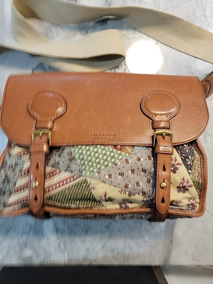 BOLSO BANDOLERA LRL RALPH LAUREN CUERO MULTI PATCHWORK CUERO SILLÍN CON BOLSA ANTIPOLVO Foto 3 de 4