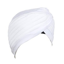 Indian Punjabi Instant Readymade White Turban - Men  Women Head Wrap Sikh Pagri