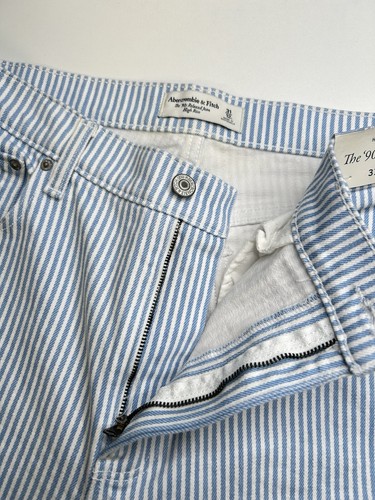 Abercrombie & Fitch NWT 90s Relaxed High Rise Jean Size 12/31 Pinstripe 34x33.5 - Picture 6 of 15