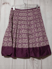 Talbots Petites Purple Medallion Print Pleated A-Line Skirt Cotton Size 4P