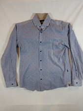 Hugo Boss Shirt Men Button-Up Slim Fit Long Sleeve Striped Stretch Blue White