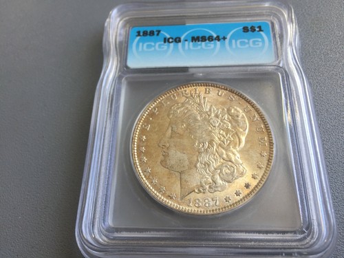 1887 Morgan Silber Dollar ICG MS64 + Schöne Münze Schöne Regenbogen Toning - Picture 6 of 12