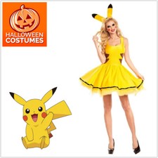 Pokemon Pikachu Sexy Womens Dress Skirt Fancy Halloween Cosplay Cartoon Costume