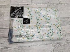 Lady Pepperell No-Iron Muslin White/Floral Twin Fitted Sheet NOS